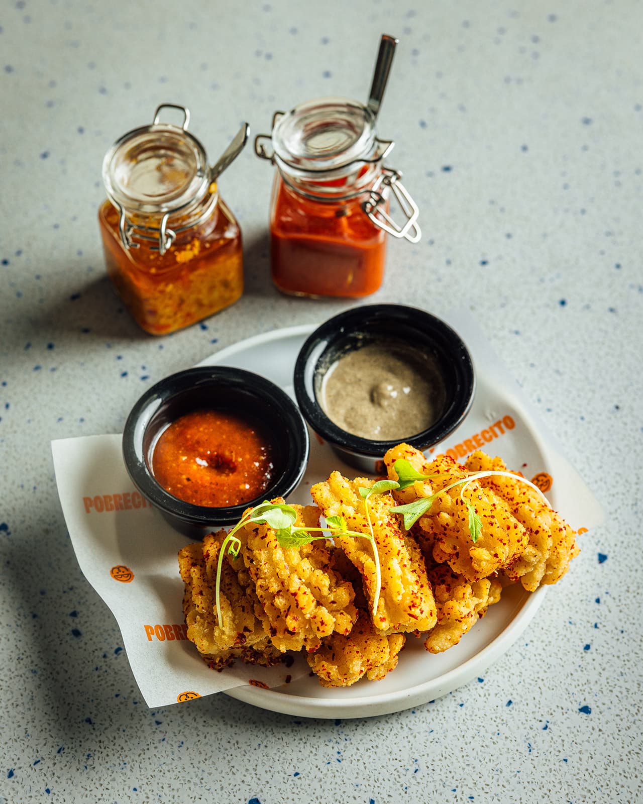 Crispy calamari with dipping sauces
