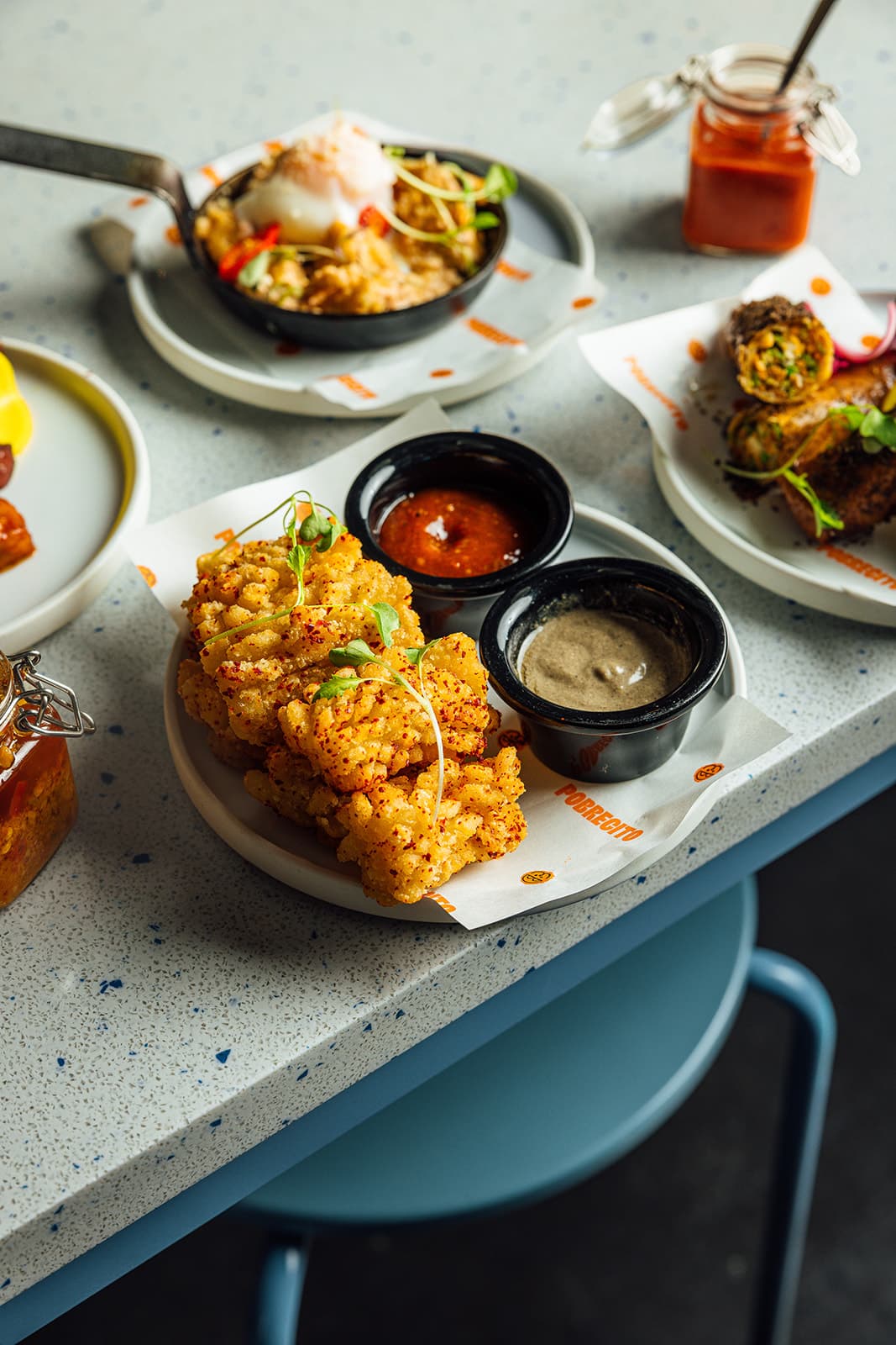 Calamari and small plates on the counter