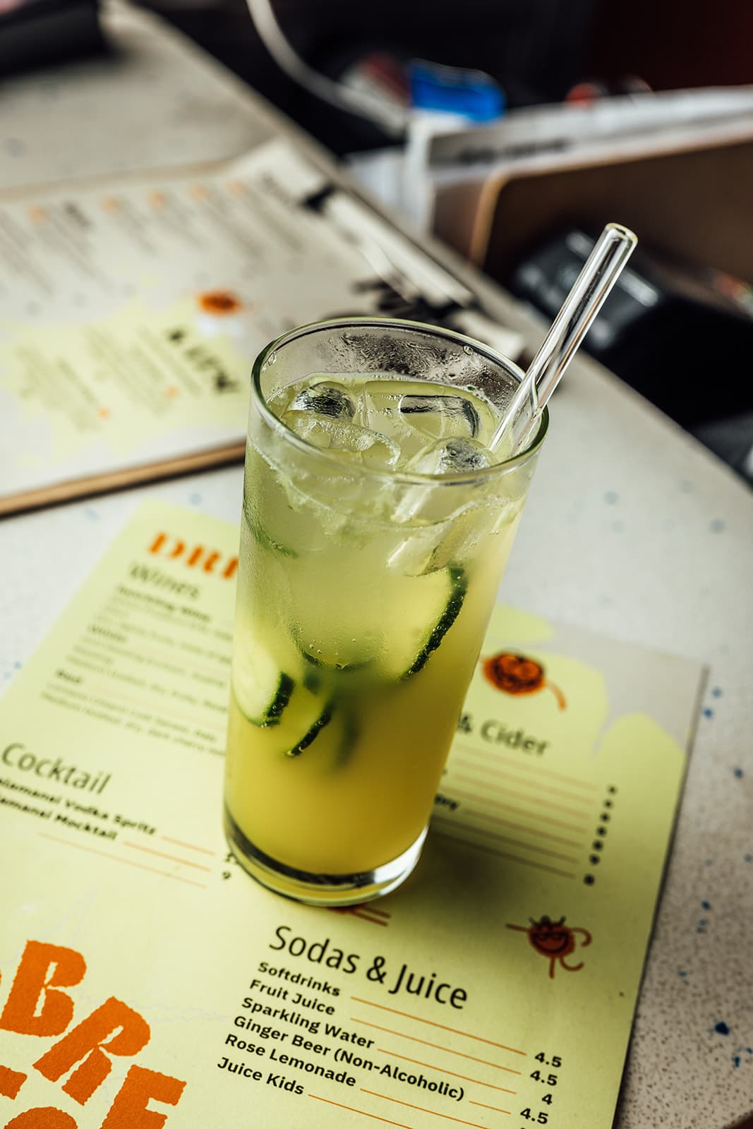 A cucumber cooler on the drinks menu