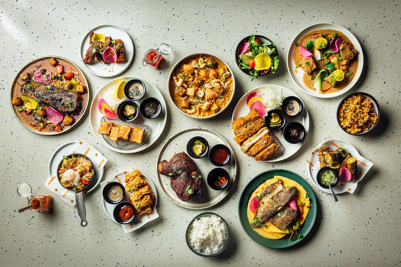 The Pobrecito menu laid out on one table